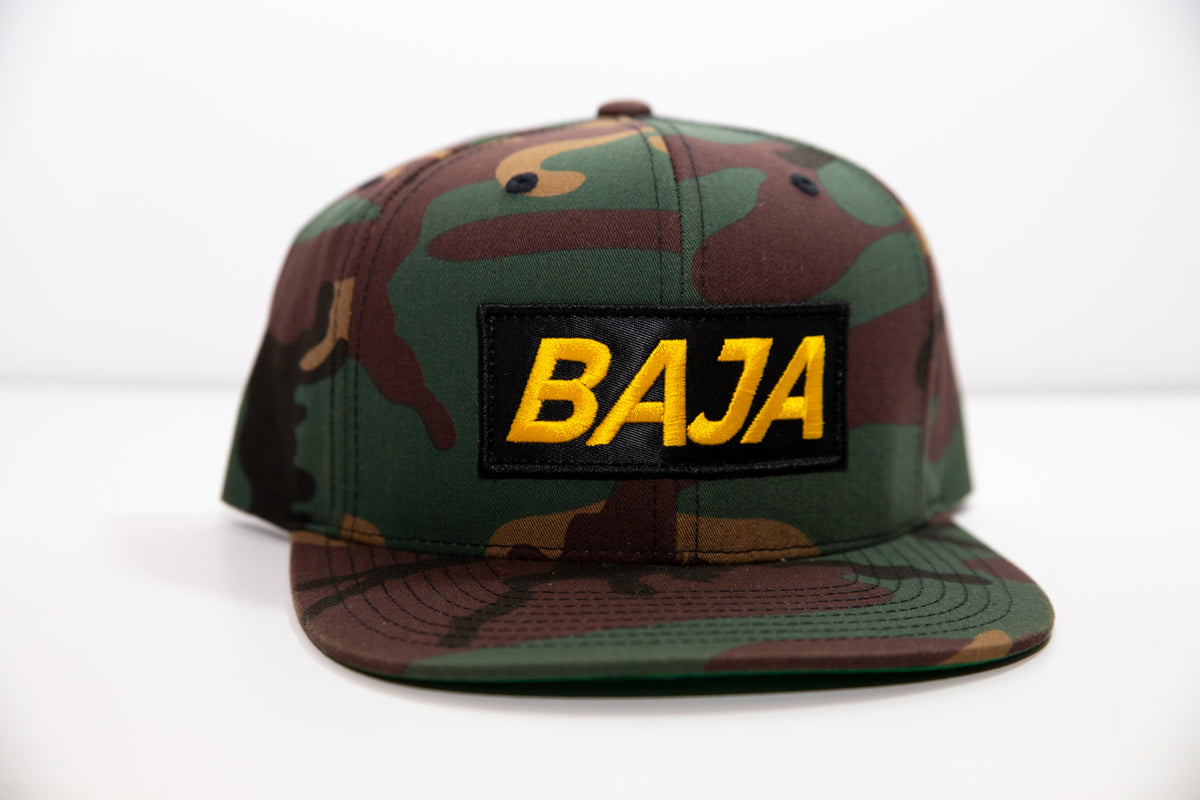 Our Simply &quot;Baja&quot; Hat - Green Camo/Yellow Stitch