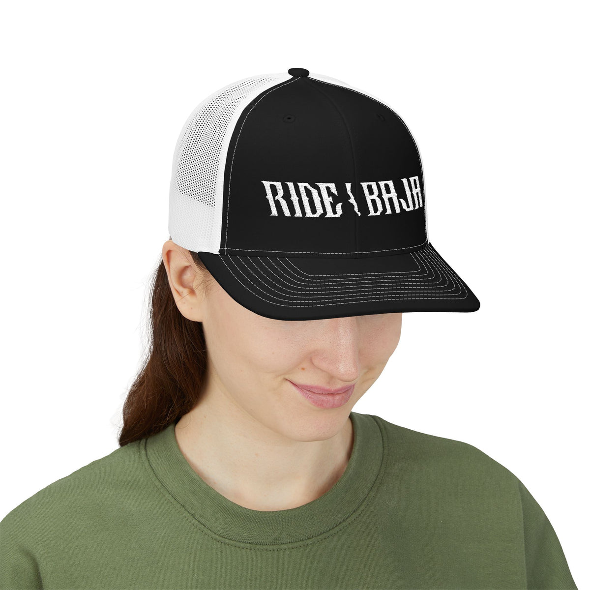 Ride Baja Trucker Cap - Mesh Snapback Hat for Motorcycle & Adventure Fans