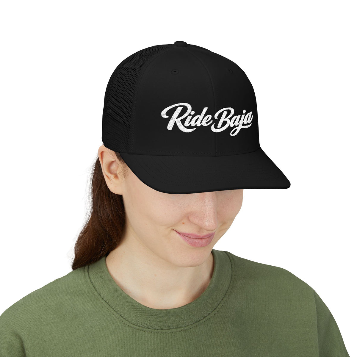 Trucker Cap — 'Ride Free' Green Script Snapback Hat