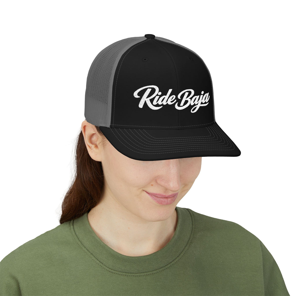 Trucker Cap — 'Ride Free' Green Script Snapback Hat