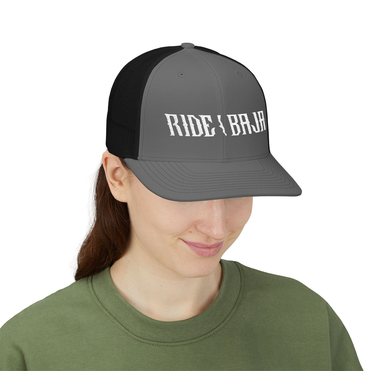 Ride Baja Trucker Cap - Mesh Snapback Hat for Motorcycle & Adventure Fans