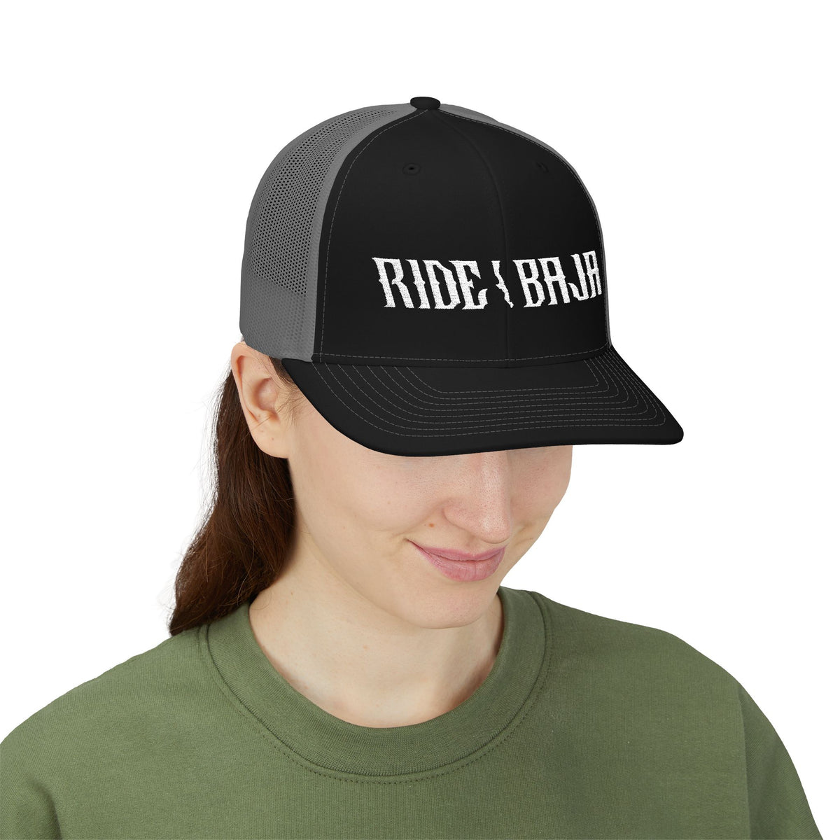 Ride Baja Trucker Cap - Mesh Snapback Hat for Motorcycle & Adventure Fans
