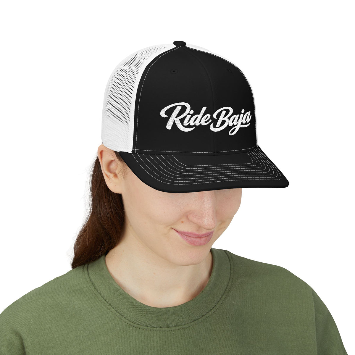 Trucker Cap — 'Ride Free' Green Script Snapback Hat