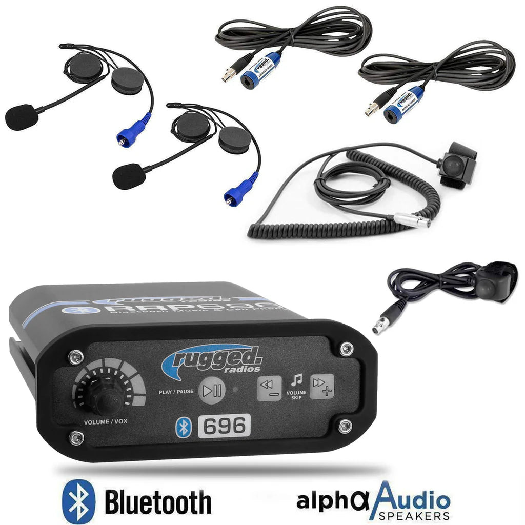 Rugged Radios 2 Person - RRP696 Gen1 Intercom System with Alpha Audio Helmet Kits SKU: 696-GEN1-2P-HK