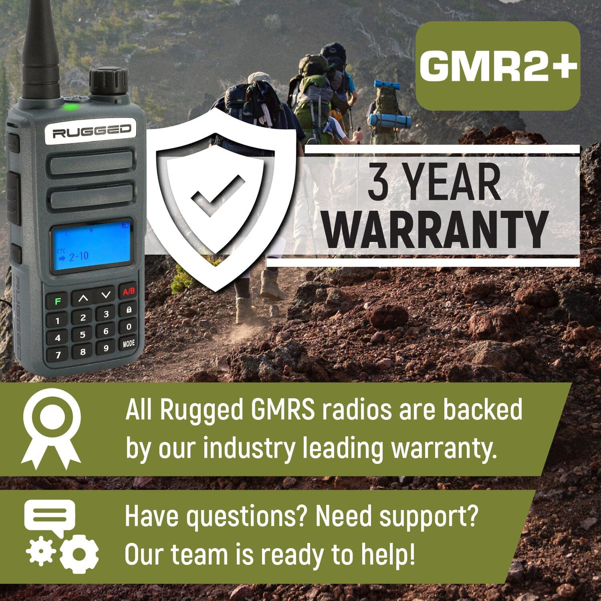 GREAT OUTDOORS PACK - GMR2 GMRS and FRS Two Way Handheld Radios with Lapel Mics and XL Batteries