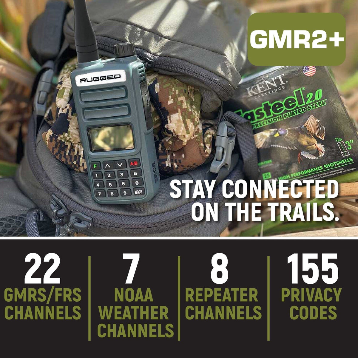 GREAT OUTDOORS PACK - GMR2 GMRS and FRS Two Way Handheld Radios with Lapel Mics and XL Batteries