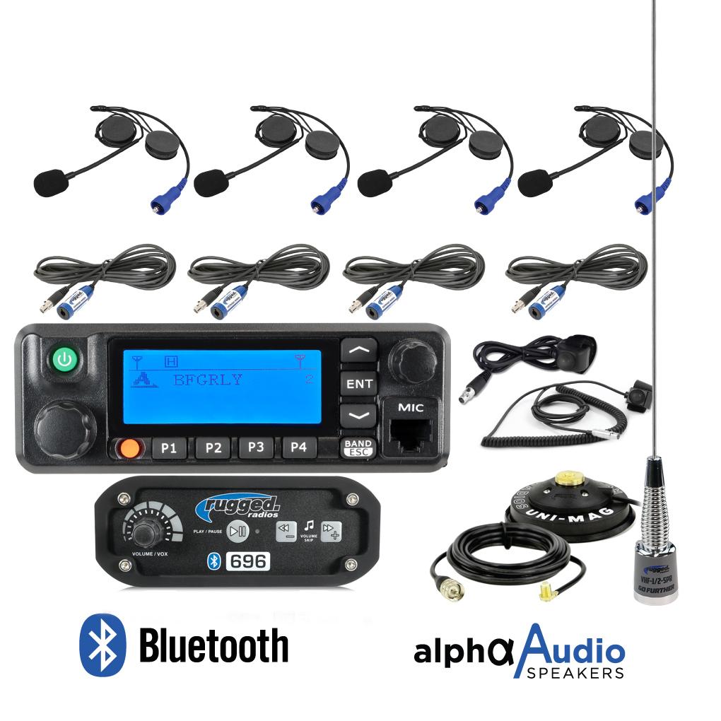 696 4-Place Intercom with Digital Mobile Radio and Alpha Audio Helmet Kits